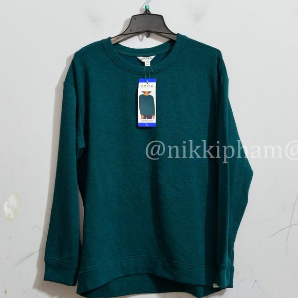 Orvis Ladies' Crewneck Pullover cozy top  IN Teal - Picture 2 of 5